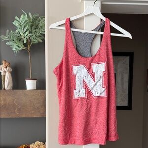 Women's Heathered Red Tank Top with Bold 'N' Design, with Reversible design